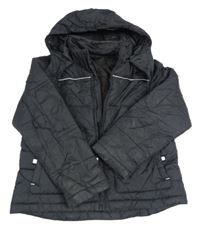 Černá šusťáková prošívaná zimní bunda s kapucí M&S