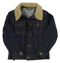 Tmavomodrá riflová bunda s huňatým límcem River Island