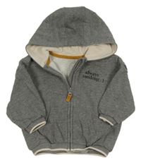 Sivá melírovaná prepínaci mikina s nápisom a kapucňou George