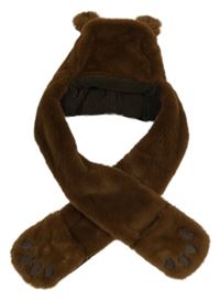 Hnědá kožešinová podšitá čepice se šálou Lili&Dan