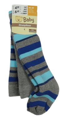 Nové - Šedo-modré pruhované punčocháče Kik