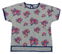 Sivé tričko s kvietkami Miniclub