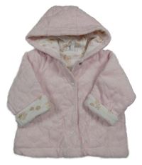 Světlerůžový sametový prošívaný zateplený kabátek s kapucňou