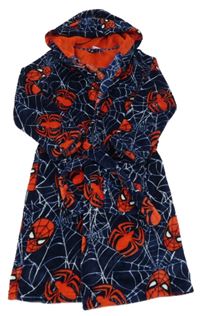 Tmavomodrý chlupatý župan se Spider-manem a kapucí TU