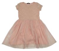 Světlerůžové krajkovo/tylové slavnostní šaty 