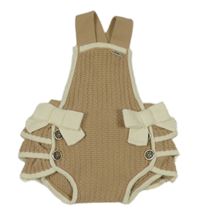 Béžové pletené laclové kraťasy s mašlemi Rahigo