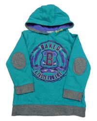 Zeleno-sivá mikina s logom a kapucňou Ted Baker