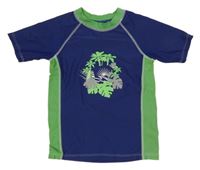 Tmavomodro-zelené UV tričko s palmami Pusblu