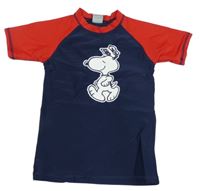 Tmavomodro-červené UV tričko so Snoopym