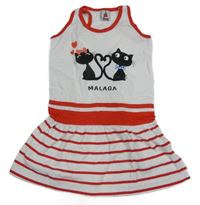 Bielo-červené bavlnené šaty s mačkami Texmania