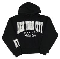 Čierna crop mikina s nápisom a kapucňou Matalan