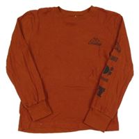 Rezavé vzorované triko s horami George 