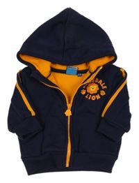 Tmavomodro-oranžová prepínaci mikina so lvem a kapucňou Lonsdale