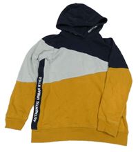 Tmavomodro-okrovo-šedá mikina s kapucí zn Hydro