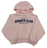 Svetloružová crop mikina s nápisom a kapucňou Matalan