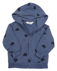 Modrošedá prepínaci mikina so srdiečkami a kapucňou H&M