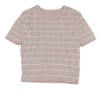 Svetloružová -biele pruhované rebrované úpletové tričko H&M