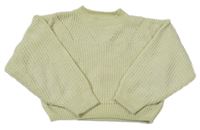 Svetlozelený žinylkový crop oversize sveter H&M