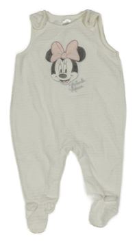 Bílé žebrované sametové dupačky s Minnie Disney + C&A