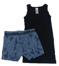 2Set - Černý nátělník Y.F.K. + šedo/tmavošedé trenýrky s ovladači LINDEX