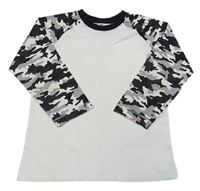 Bielo-čierno-sivé army melírované tričko zn. Matalan