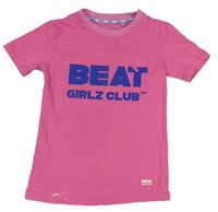Tmavoružové tričko s logom a nášivkou Beat