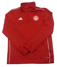 Červená funkčná futbalová mikina so znakom zn. Adidas