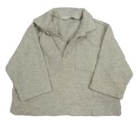 Světlebéžovo/šedé melírované žebrované úpletové mikinotriko s golierikom H&M