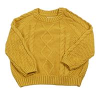 Okrový vzorovaný sveter so cute