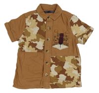 Hnědo-army melírovaná košile se šellmou/kapsou Next