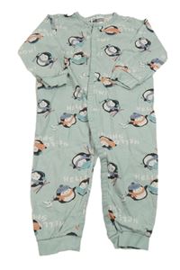 Světlemodrošedý overal s tučňáčky H&M