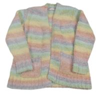 Barevný pruhovaný melírovaný chlupatý svetrový cardigan Next