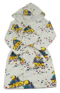 Biely froté župan s taxi a zvieratkami a kapucňou