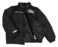 Čierna prešívaná šušťáková zimná bunda s nápismi LINDEX