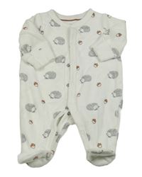 Biely zamatový overal s ježečky a žaludy C&A