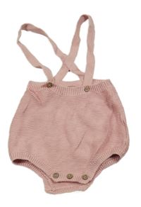 Pudrové pletené kraťasy s kšandami Tu