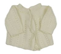 Smetanový perforovaný pletený zavazovací svetr