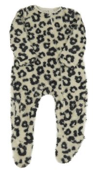 Smetanovo-čiernošedá vzorovaná chlpatá kombinéza Tu