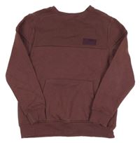 Čokoládová mikina s nášivkou a vreckom a žebrováním George