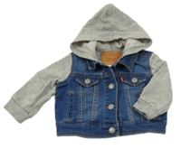 Modro-sivá riflovo/tepláková bunda s kapucňou Levi´s