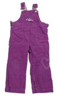 Fialové manšestrové laclové kalhoty se zámkem Papagino