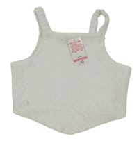 Nové - biely károvaný crop top s madeirou Matalan