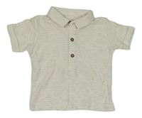 Bielo-svetlosivé melírované rebrované polo tričko Matalan