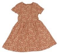 Skořicovo-světlepudrové vzorované šaty Tu