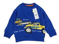 Nové - safírová mikina s auty a monster truckem F&F