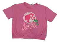 Ružové crop tričko s Barbie a palmami a logom LC WaIKIKI