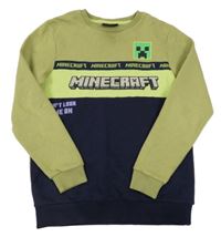Světlekhaki/zeleno-tmavomodrá mikina s Minecraft George