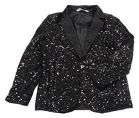 Černé tylové flitrové slavnostní sako H&M
