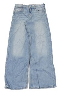 Světlemodré wide leg waist low rifle s kamínky H&M