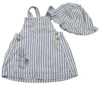2set- Modro-biele pruhované šaty Králíček Petr + klobúk zn. M&S